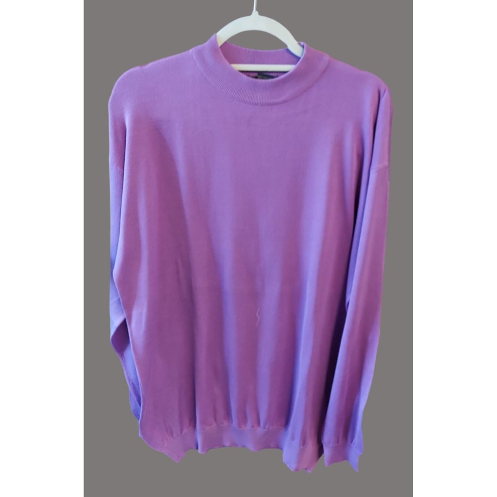Mens Intro Purple 100% Silk Crewneck Sweater Xxxl G01 B